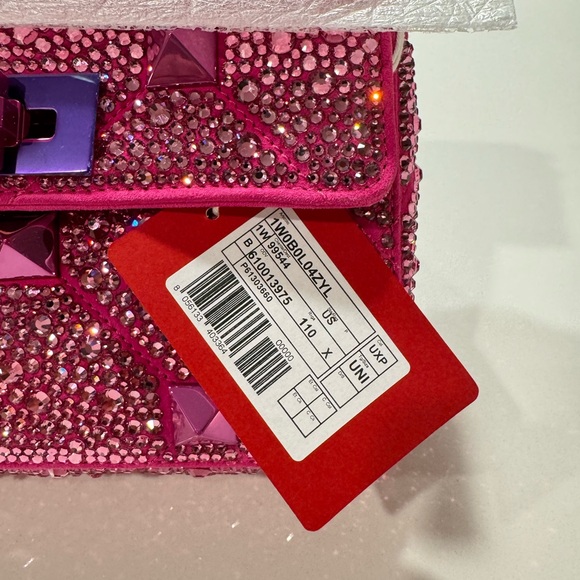 NWT/NWB Valentino Garavani Roman Stud Crystal-Embellished Shoulder Bag - PP Pink - Picture 9 of 17